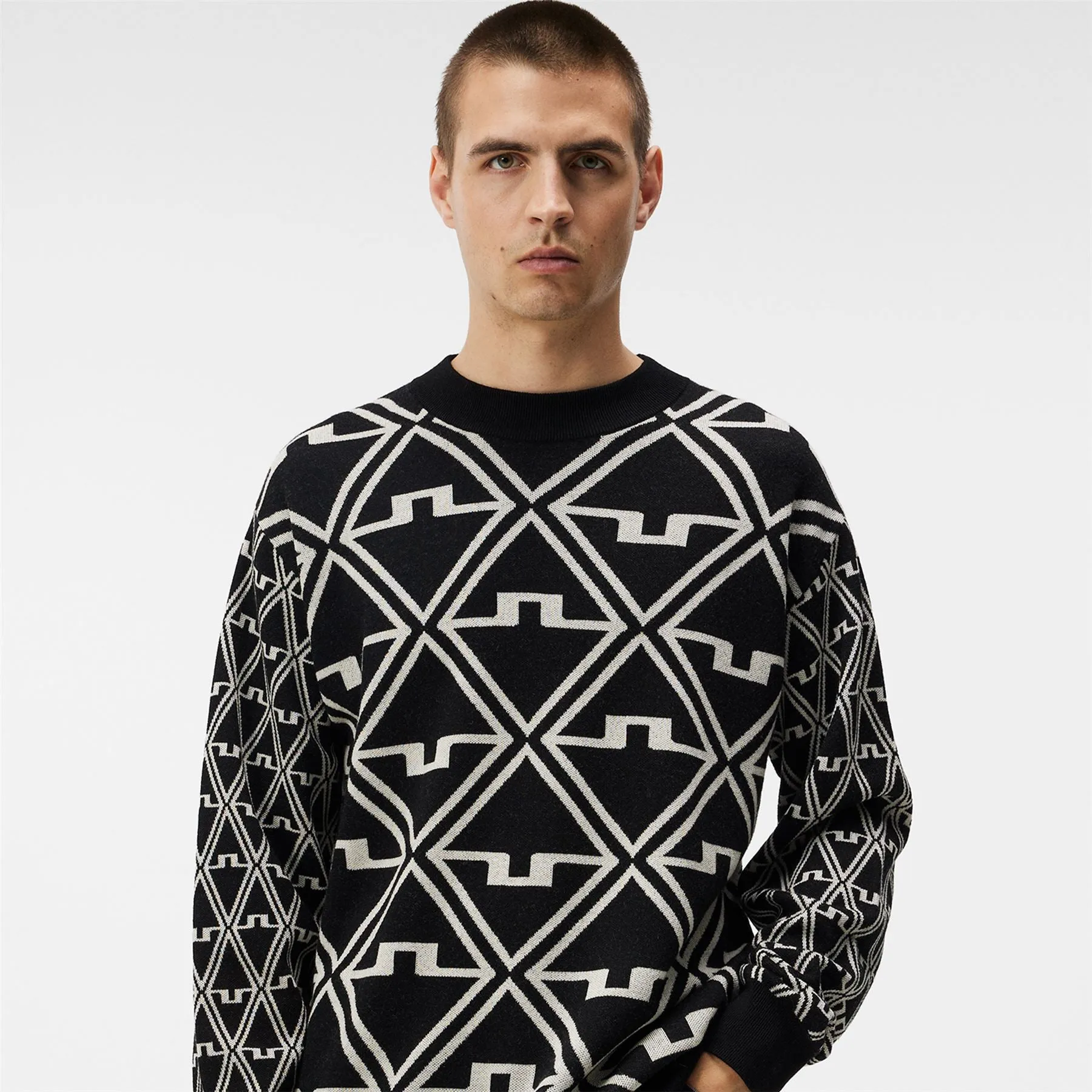 Isaac Jacquard Knitted Sweater Black - AW23