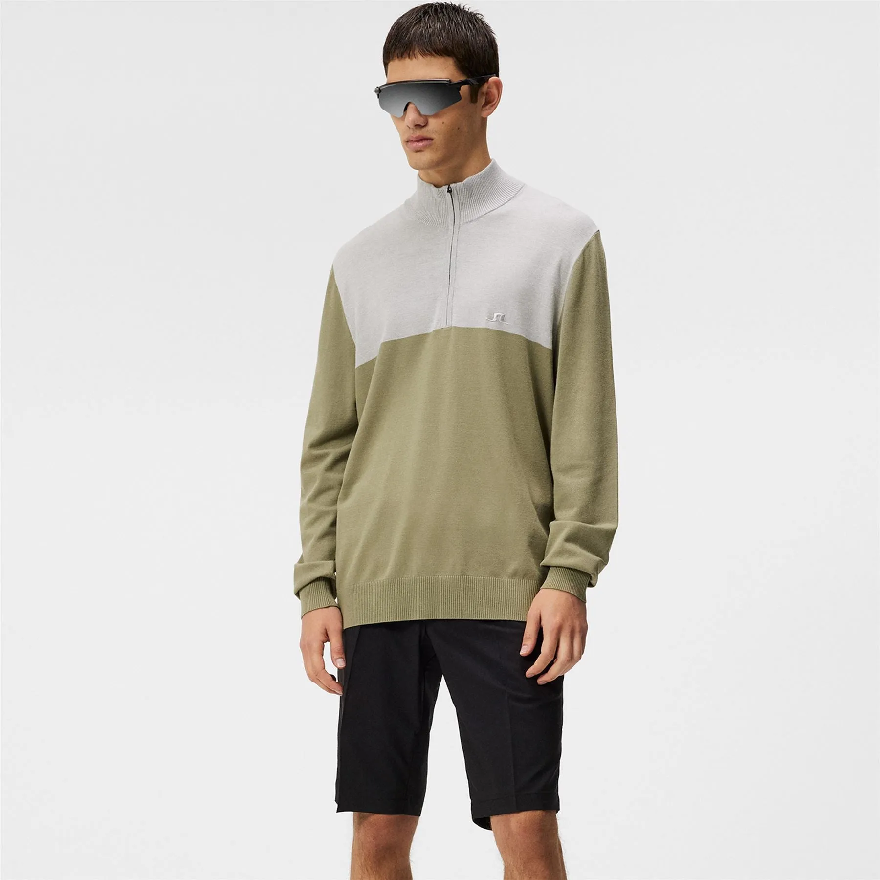 Jeff Quarter Zip Knitted Sweater Oil Green - SS24