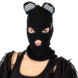 Cozy Embroidered Kitty Cat Ears Ski Mask for Winter