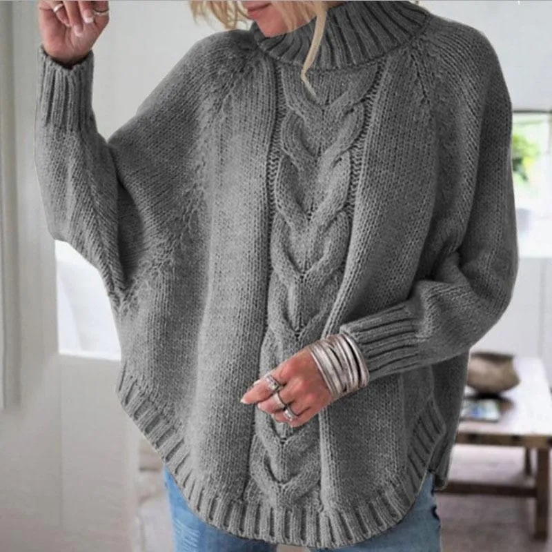 Loose bat sleeve knitted sweater