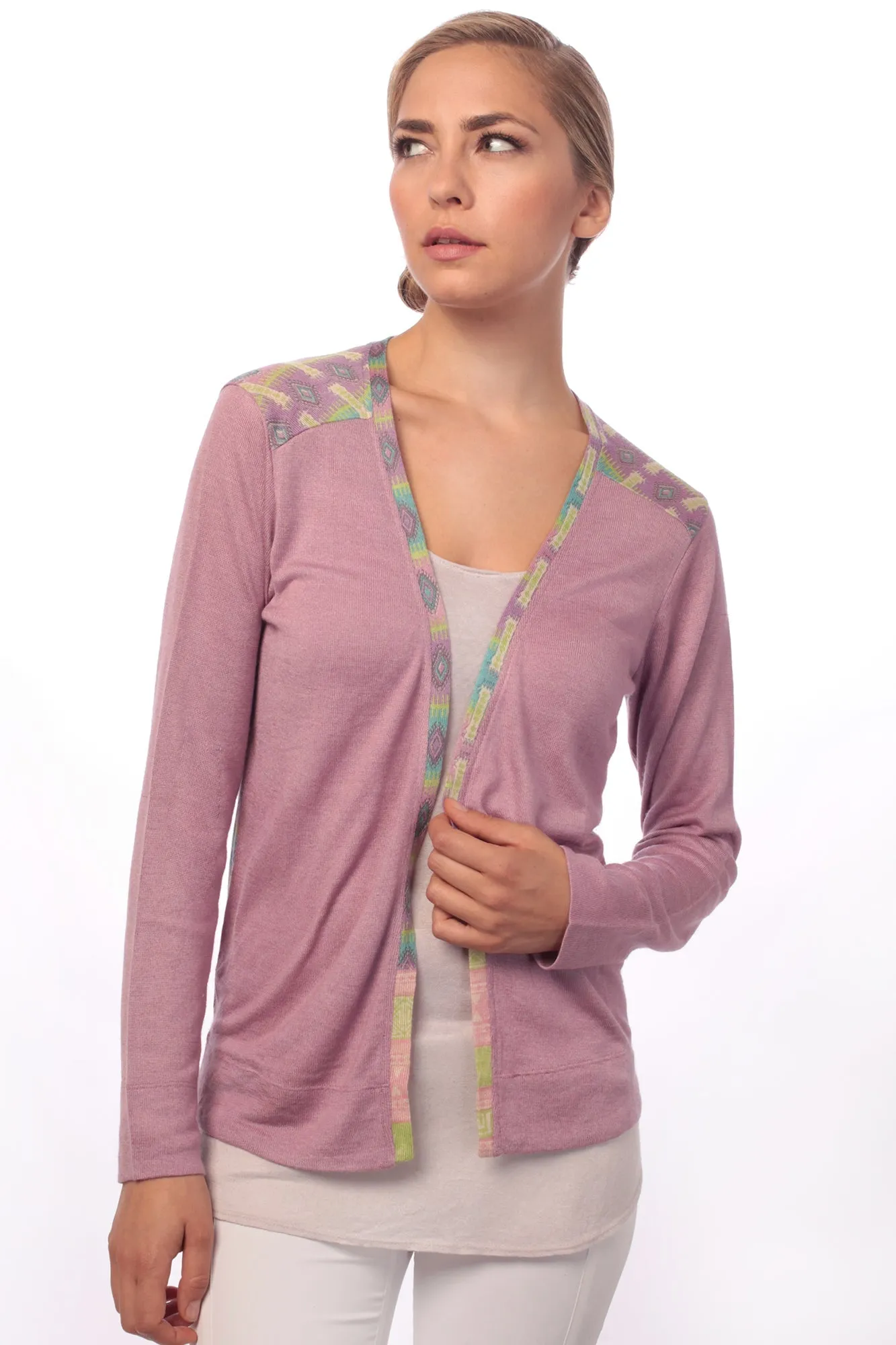 Mauve Contemporary Cashmere Silk Cardigan