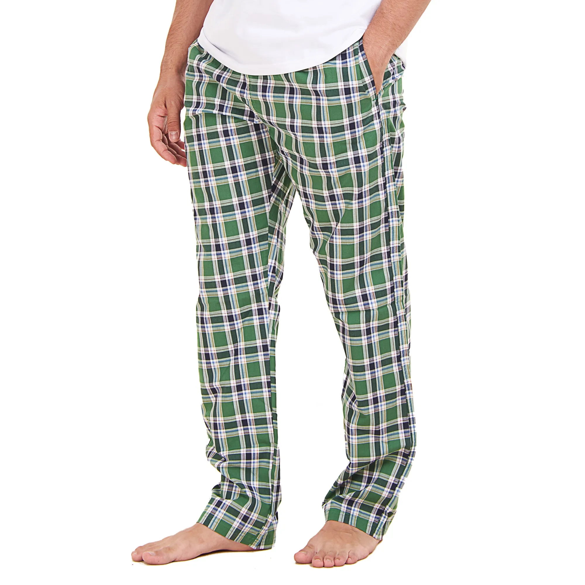 Men summer Green x Dark Blue checkered pants