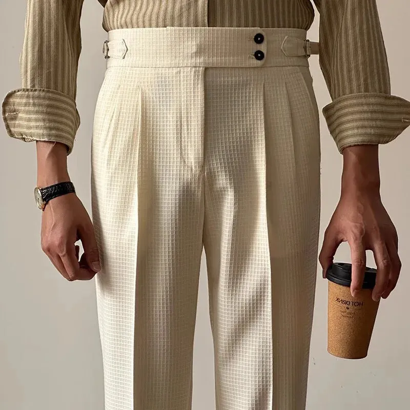 Men's High-Waist Waffle Knit Trousers