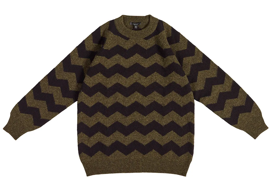 Mens Zigzag Jumper Charcoal & Pine shadow