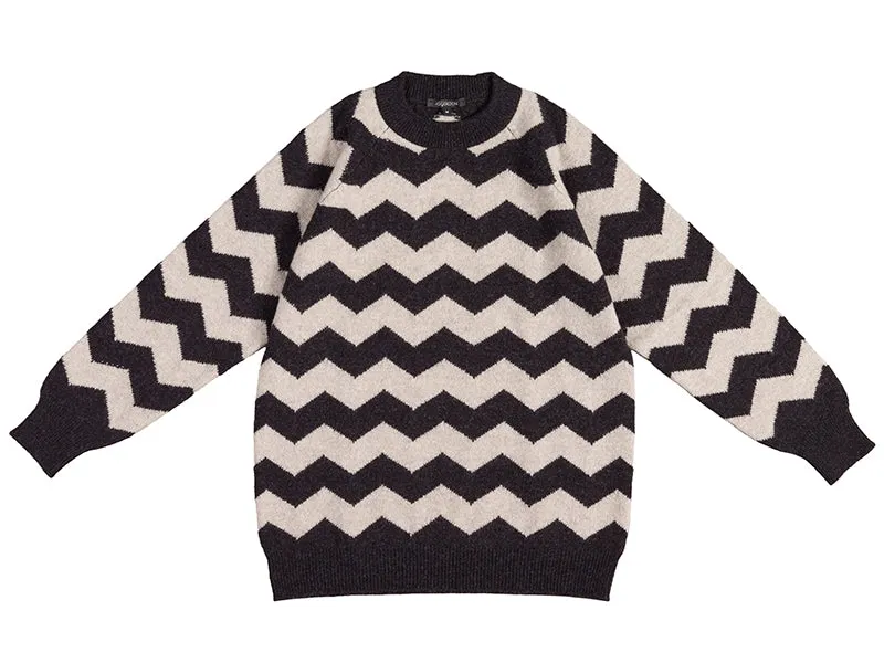 Mens Zigzag Jumper Charcoal & Putty