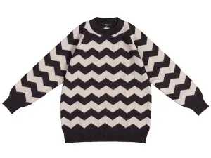 Mens Zigzag Jumper Charcoal & Putty