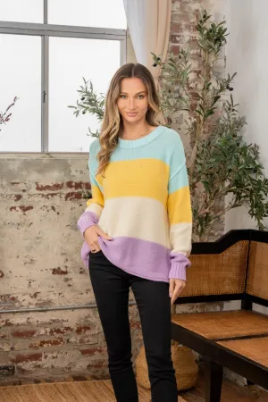 Milania Color Block Exposed Seam Sweater