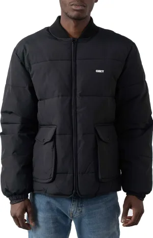 Obey Nylon Puffer Jacket - Charcoal Black