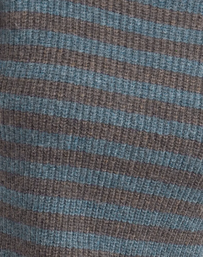 Orvala Knit Jumper in Slate and Brown Stripe