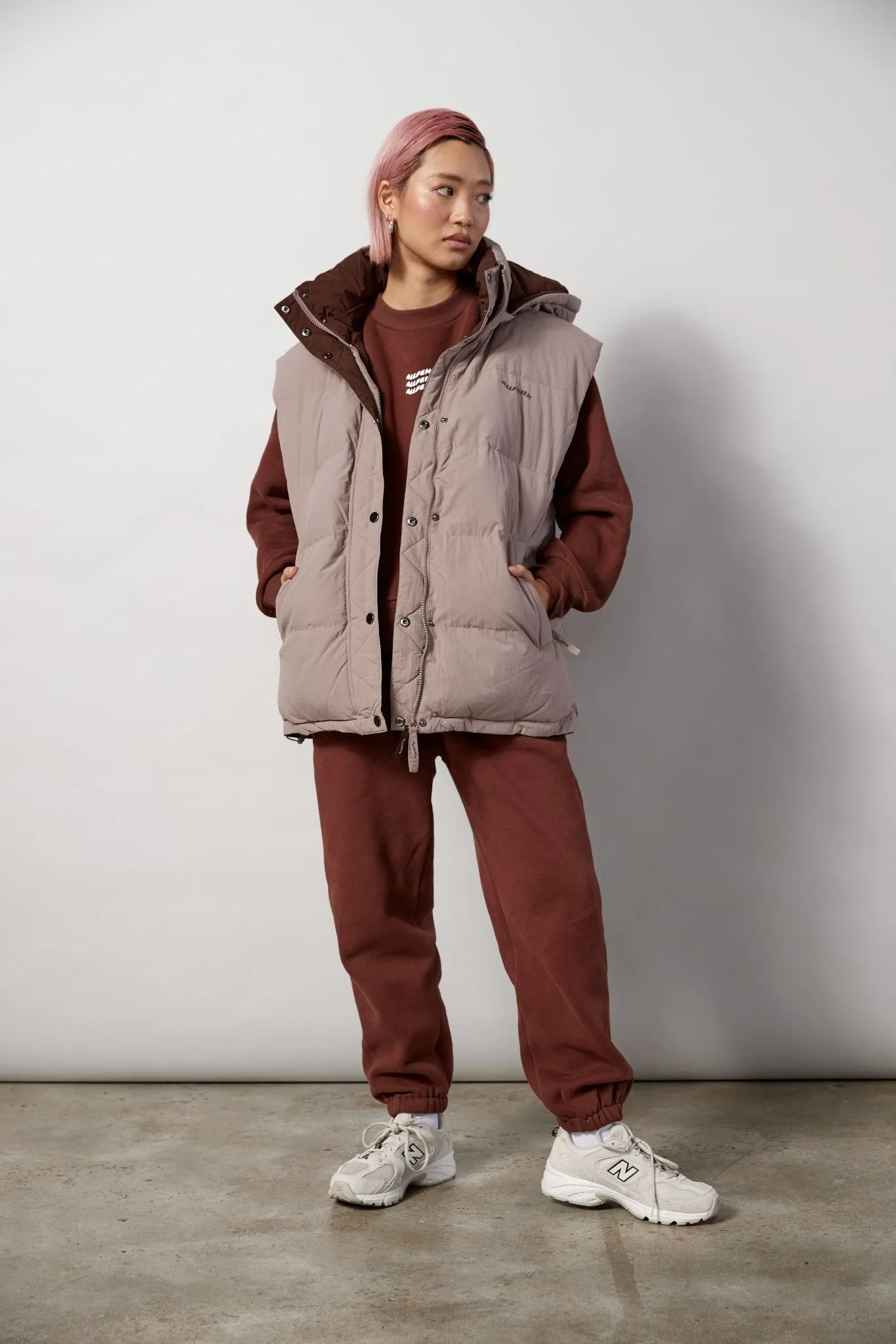 Oversized Reversible Puffer Vest (Chocolate/Latte)