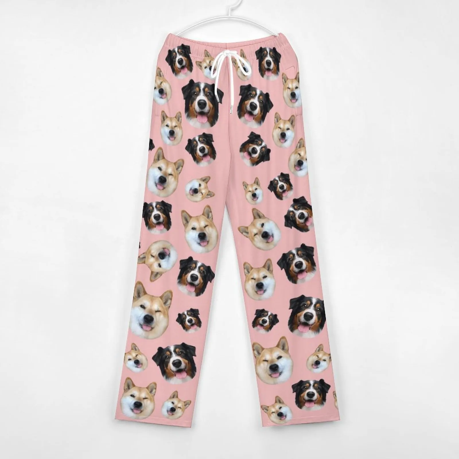 Personalized Long Pajama Pants Lacing Custom Pet Face Multicolor Sleepwear Slumber Party