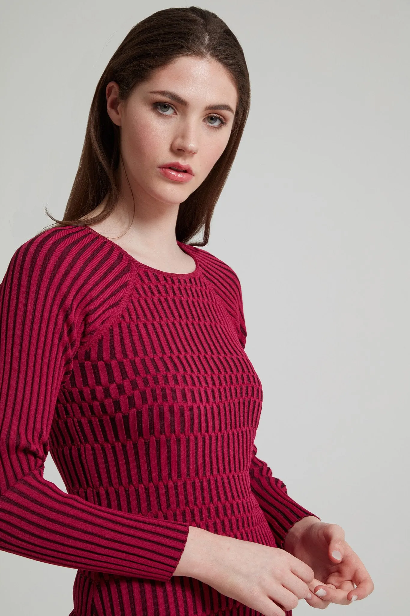 Plaited Ribbed-Knit Top