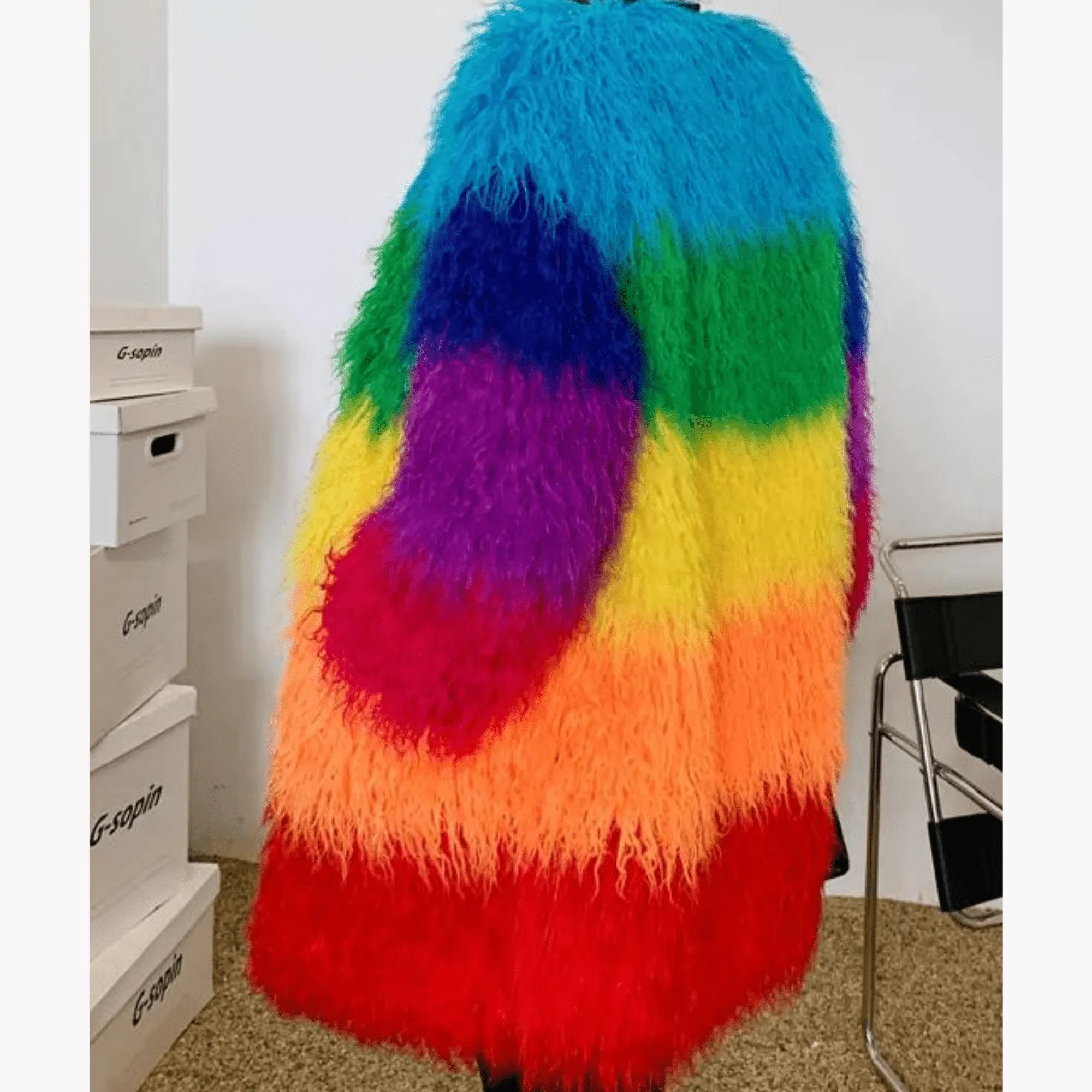 Pre Order:  Plush Rainbow Faux Fur Winter Coat