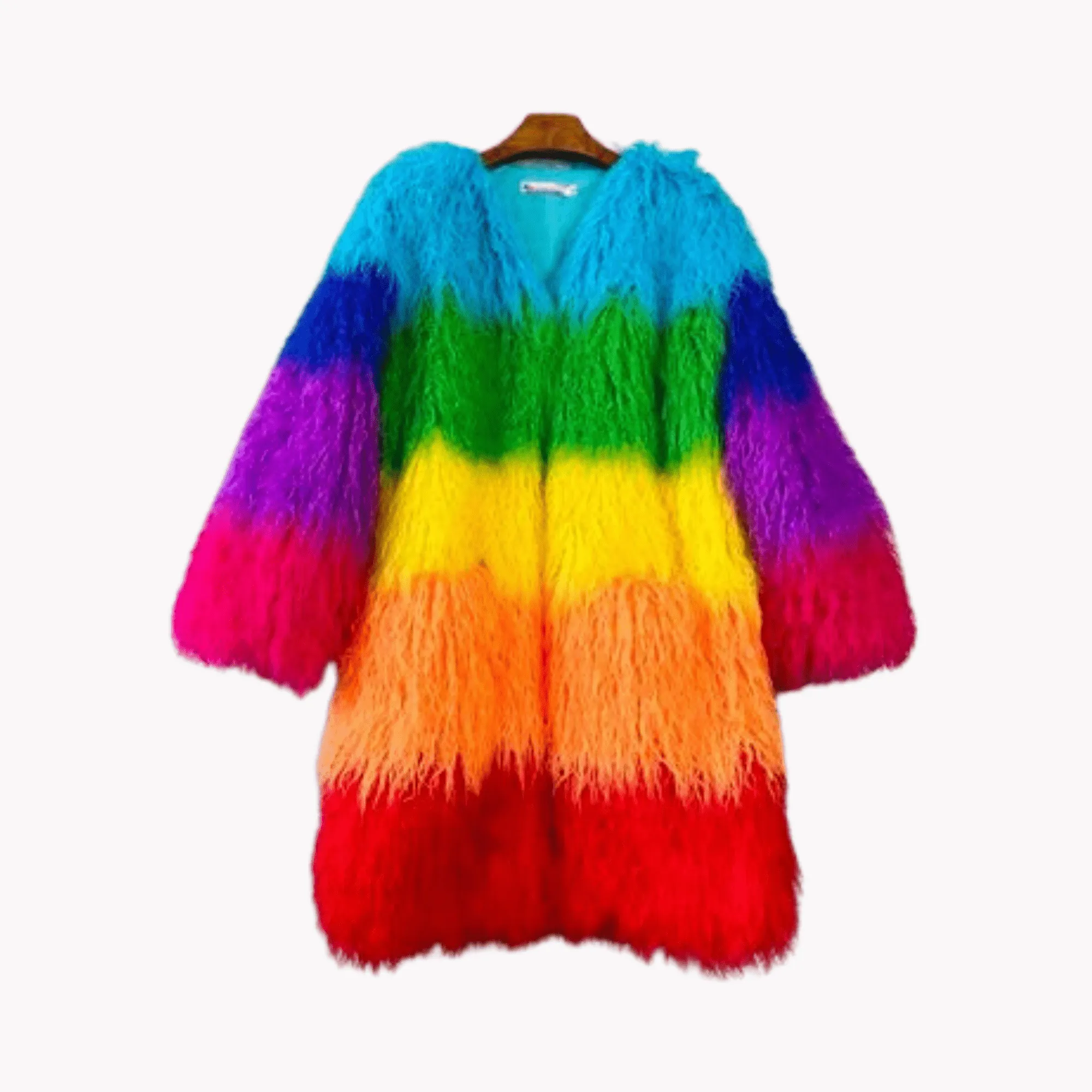 Pre Order:  Plush Rainbow Faux Fur Winter Coat