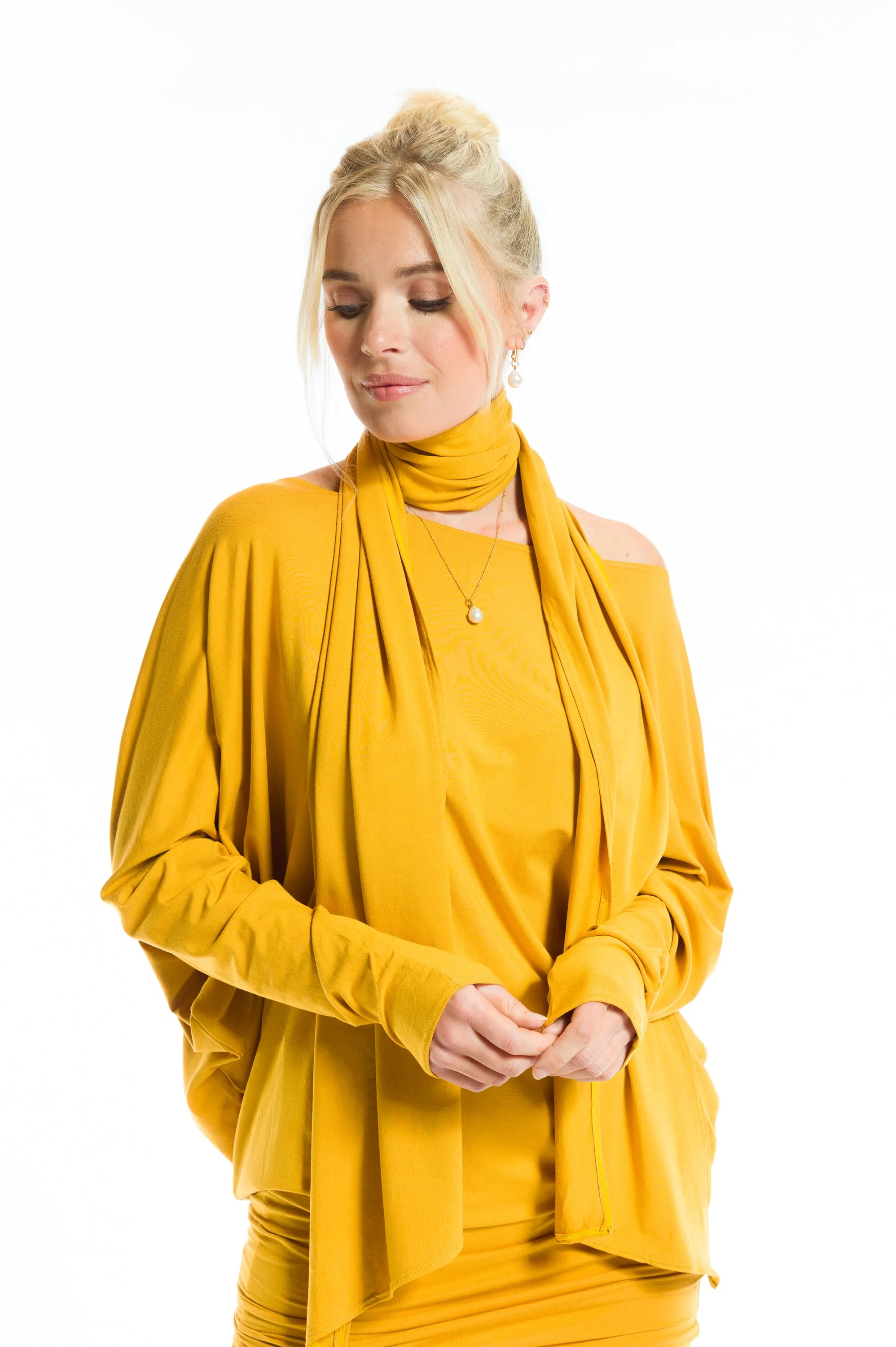 RAGLAN TOP WITH SCARF TIBETAN YELLOW