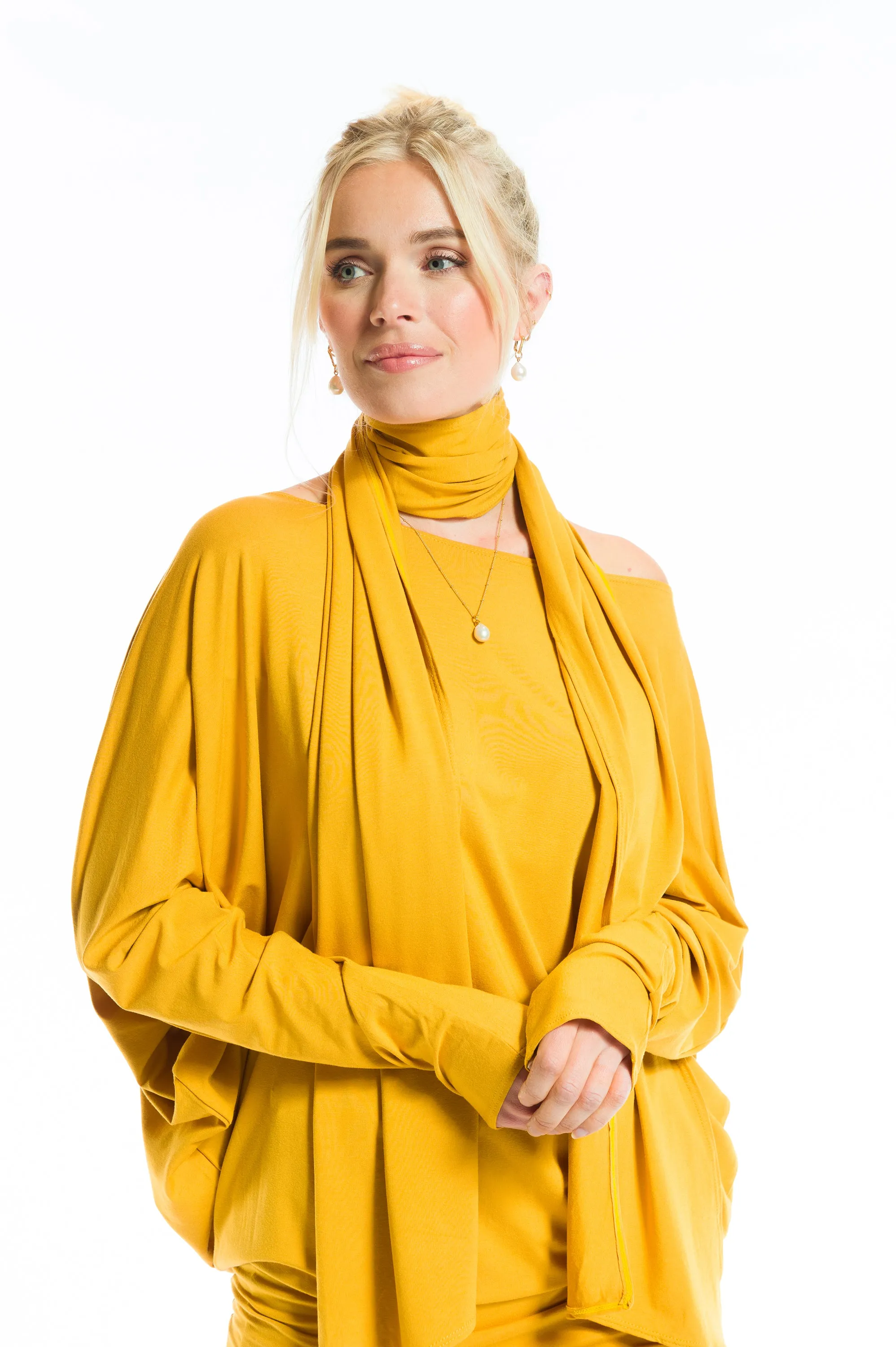 RAGLAN TOP WITH SCARF TIBETAN YELLOW