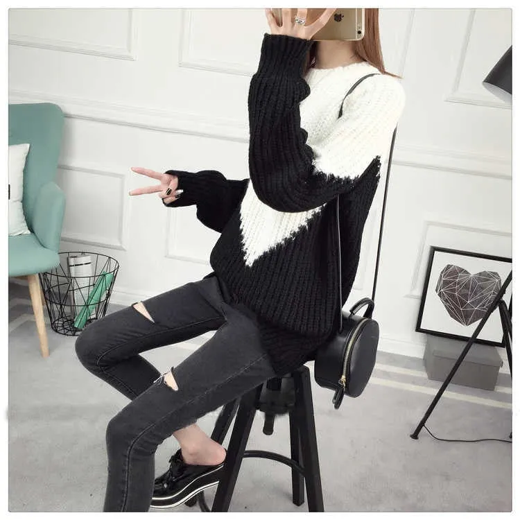 Rosemarie Color Block Knitted Sweater