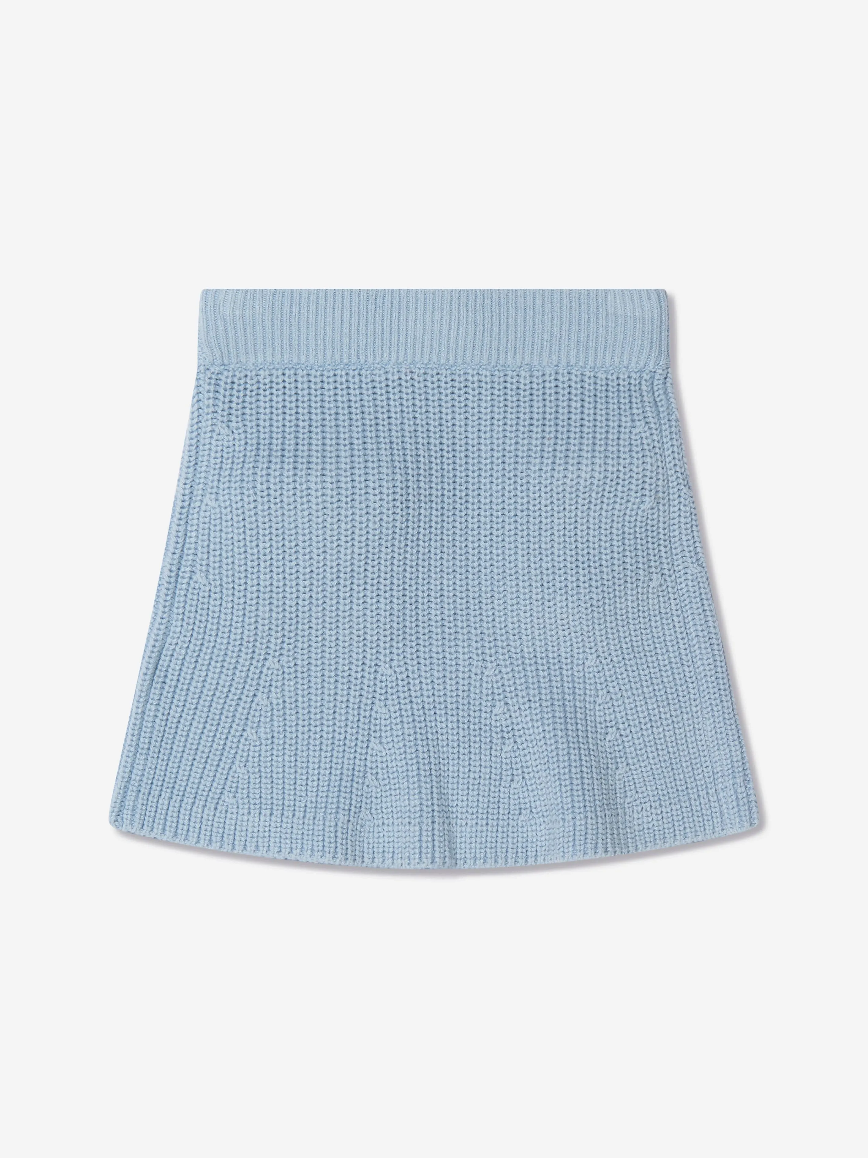 Self Portrait Girls Cotton Knit Mini Skirt in Blue