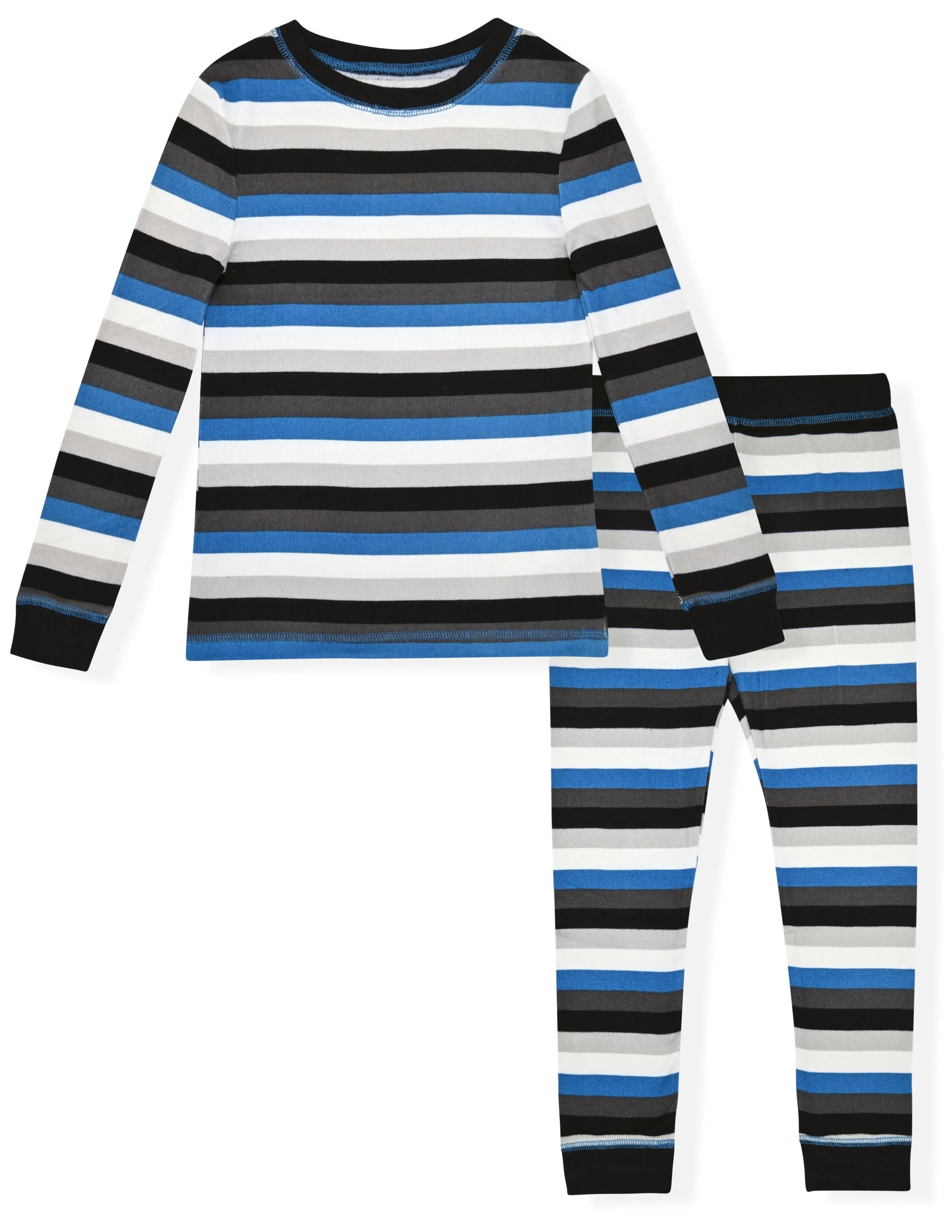 Sleep On It Boys 2-Piece Super Soft Jersey Long Sleeve Snug-Fit Pajama Set - Super Stripe