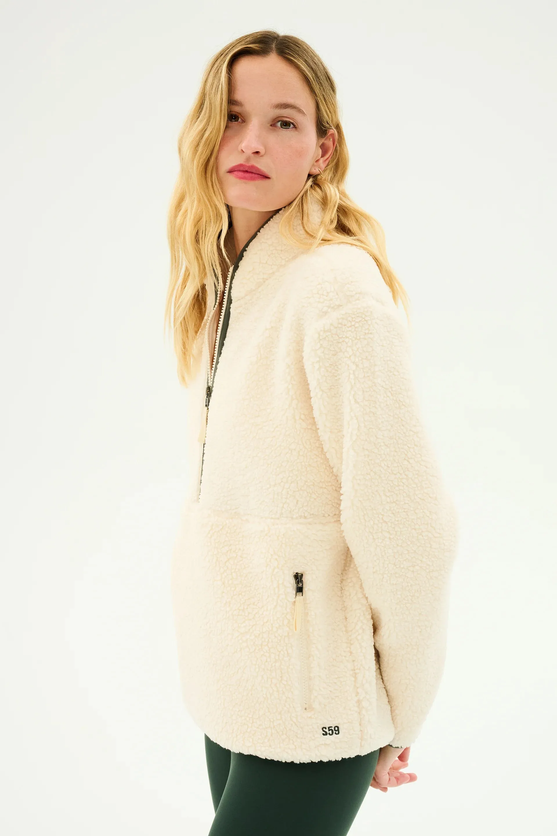 SPLITS59 | Libby Sherpa Half Zip - Creme