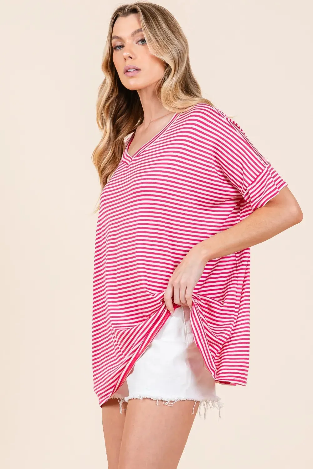 Striped V-Neck T-Shirt