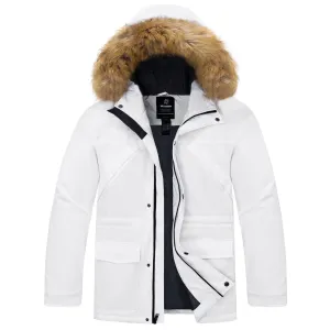 Wantdo Men's Warm Winter Coat Insulated Parka Padded Puffer Jacket White L