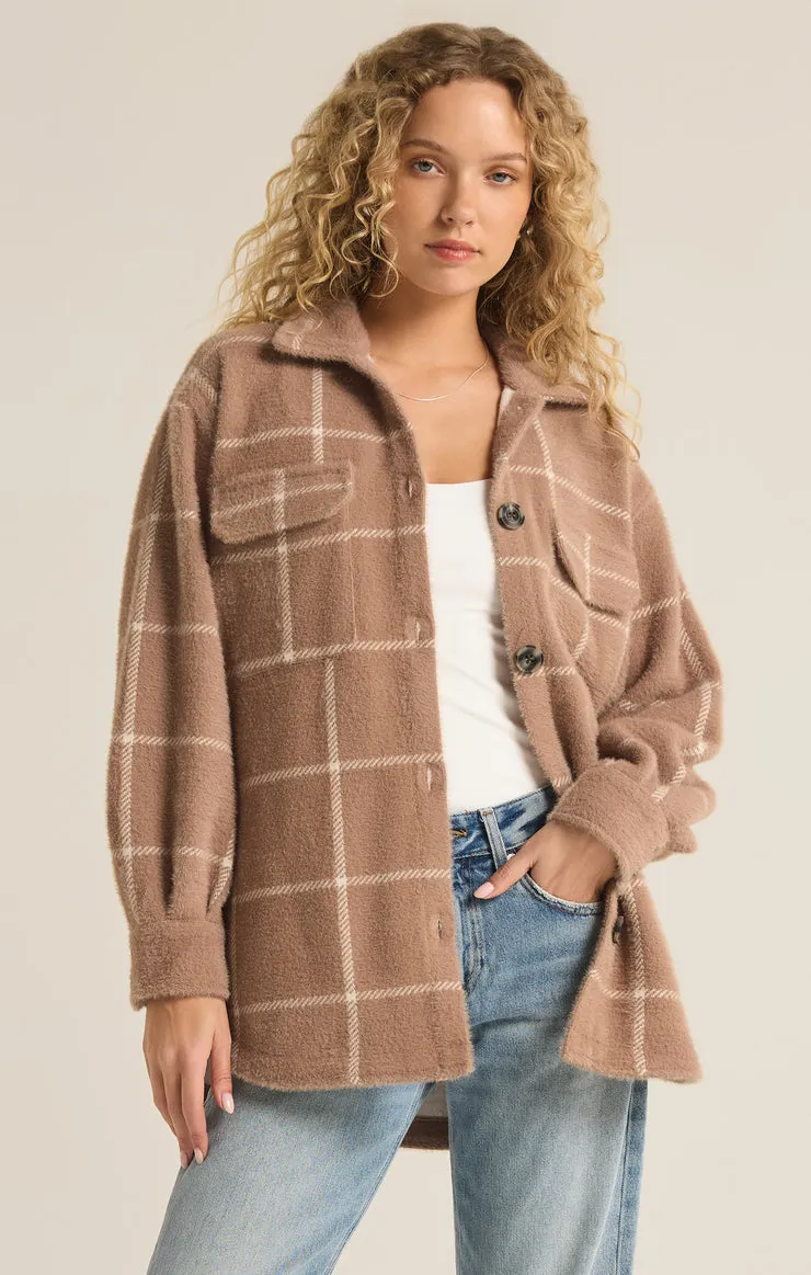 Z-Supply Plaid Tucker Shirt Jacket - HEATHER TAUPE